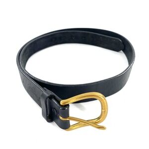 Red Wing Black Leather Belt with Gold Buckle Classic Style Accessory 45"x 1 1/4"